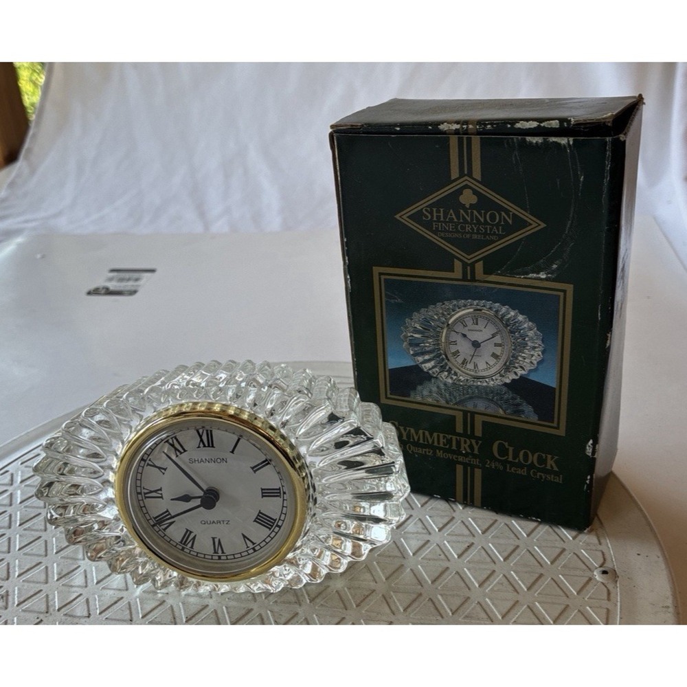 Shannon Irish Crystal Symmetry Clock 24% Lead Crystal NEW IN ORIGINAL BOX (18)